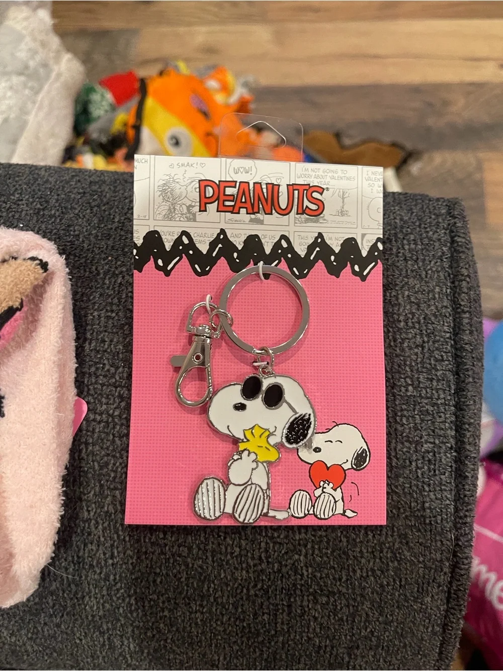 Peanuts Snoopy & Woodstock Keychain - Pink